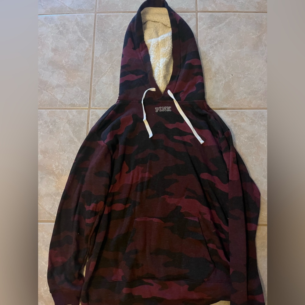 PINK Maroon & Black Camo Hoodie